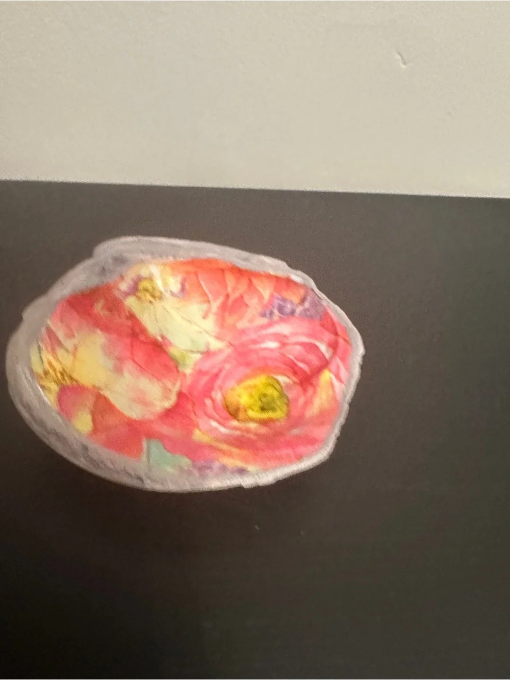 Floral Decoupage Clam Shell Trinket Dish Ring Holder Coastal Cottage Decor